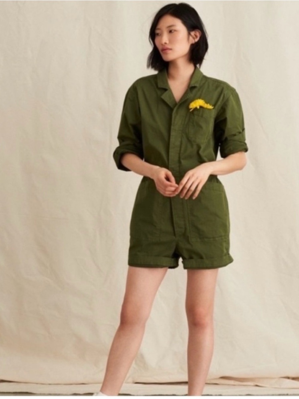 Alex Mill Olive Short Jumpsuit Romper